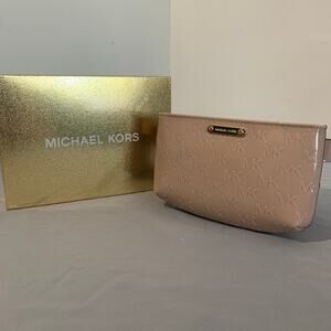 Michael Kors Blush Pink Patent Leather MK Logo Belt Bag Crossbody Fanny Pack S/M
